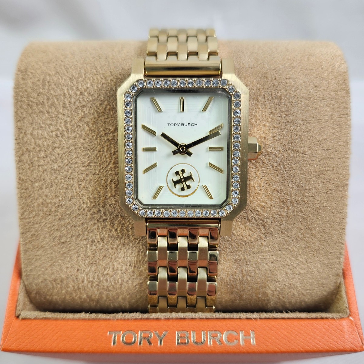 NEW Tory Burch Robinson Crystal Gold Tone Bracelet Watch TBW1513