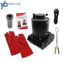 110V Upgraded Electric Gold Melting Furnace Forge kit 1400W Mesh 3KG Crucible