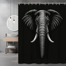 Black and White Elephant Shower Curtain - Modern Design
