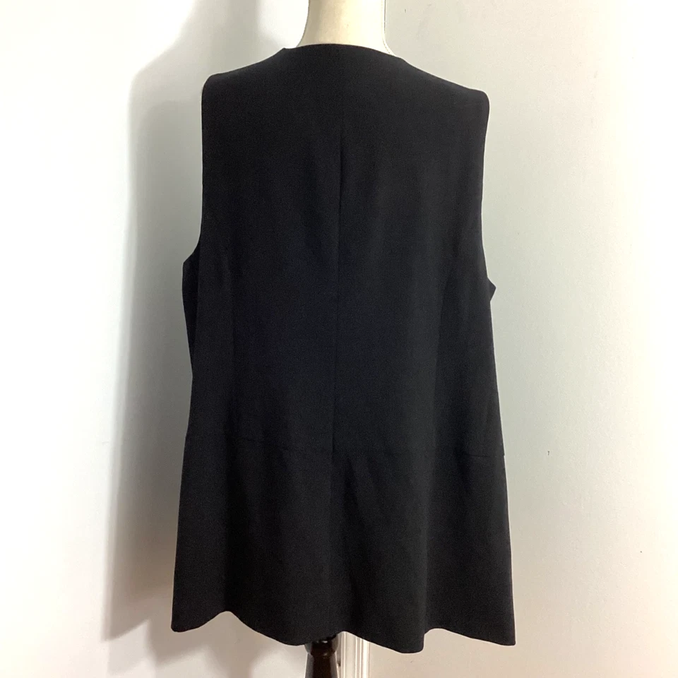 NUEVO SIN ETIQUETAS DALIA PLUS 2X CHALECO FORRADO NEGRO BOLSILLOS DELANTEROS ABIERTOS Foto 3 de 4