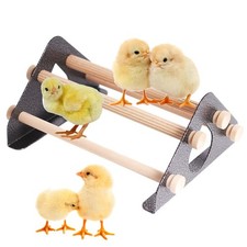 Baby Chick Perch, Durable Metal Stand with Natural Wooden Roosting Bars for c...