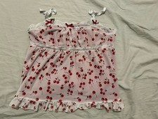 Red Cherry Vest Tank Top With Layers, Size Medium,