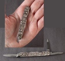 Antique Sterling Silver Scottish Thistle Wolstenholm IXL Sheffield Pocket Knife