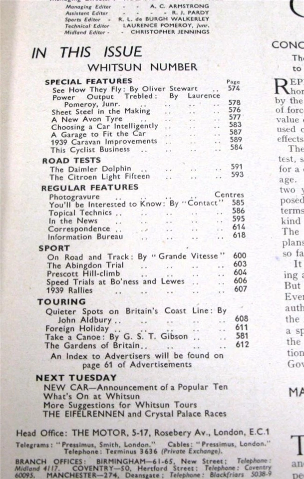 The MOTOR Magazine 16 May 1939 WHITSUN HOLIDAY NUMBER Daimler Dolphin Road Test - Image 2 of 4