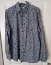 THE SPITALFIELDS SHIRT COMPANY 1922 Blue Mix Floral Stripe Casual Shirt UK XL