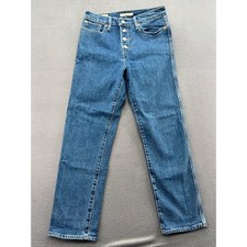 Levis Wedgie Straight Jeans Womens 28 Blue High Rise Button Fly Medium Wash