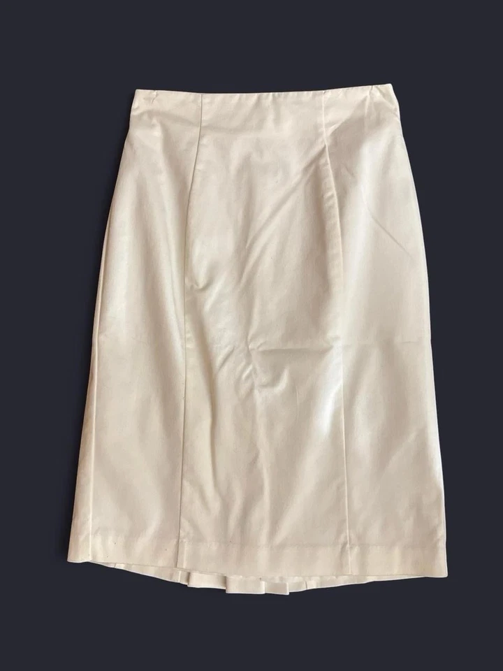 Y2K Worthington Crema Trabajo Sirena Hasta la Rodilla Lápiz Plisado Falda Preppy Elegante 6 Foto 2 de 4