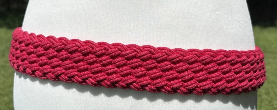 Cinturón Vintage Años 80 Rosa Trenzado Marrón Cuero Hebilla Lands End Misses Talla XL Foto 3 de 4