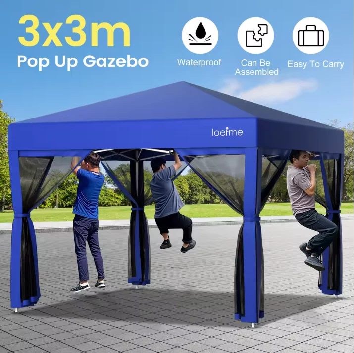 3x3M Pop Up Gazebo Screen House Waterproof Canopy Tent with Mesh Walls UV Protec
Opens in a new wind