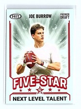 2020 SAGE HIT Five Star Red Joe Burrow #94 Rookie Card RC. rookie card picture