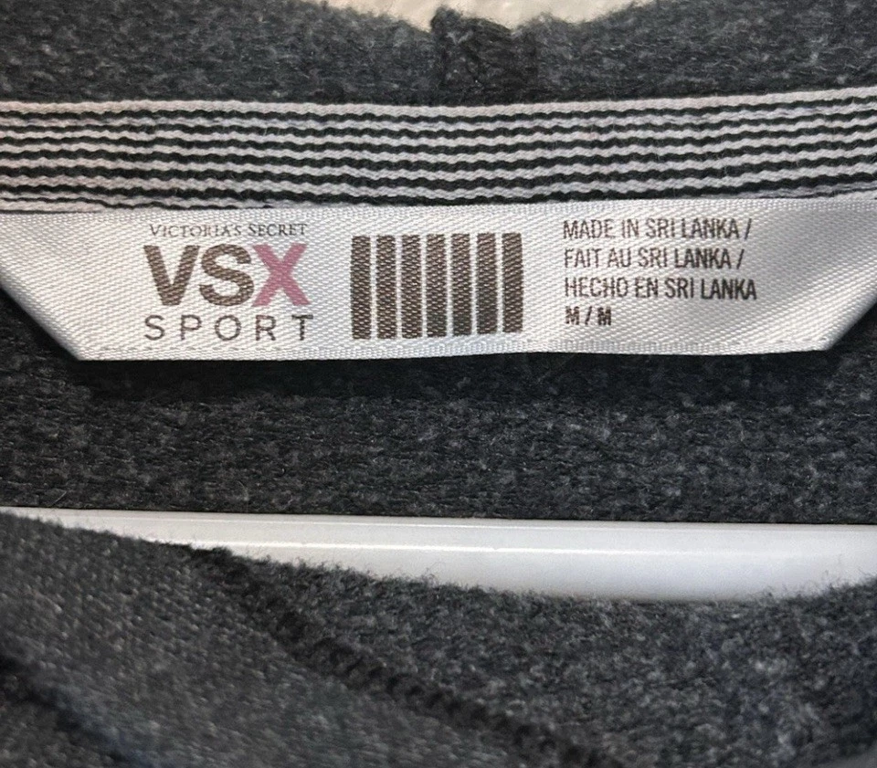 UNDERCOVER Felpa con cappuccio Victoria's Secret antracite con accenti lucidi sul retro! Taglia Media