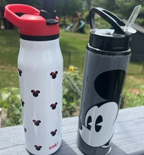 Disney Zak Minnie Mouse Metal Water Bottle Mickey Gray Black White Disney Store