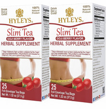  2-PACK BUNDLE Hyleys Slim Green Tea 25 CT Goji Berry Flavor  50 TEA BAGS 