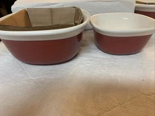 Set Of 2 CorningWare Etch Dishes 7 Oz 20oz Red Stoneware