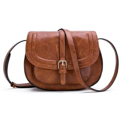 Damen Saddle Umhängetasche Kunstleder Schultertasche Handtasche mit verstellbarem Riemen