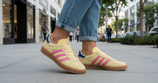 adidas Originals Gazelle Indoor Womens Powder Yellow Lucid Pink Women Casual