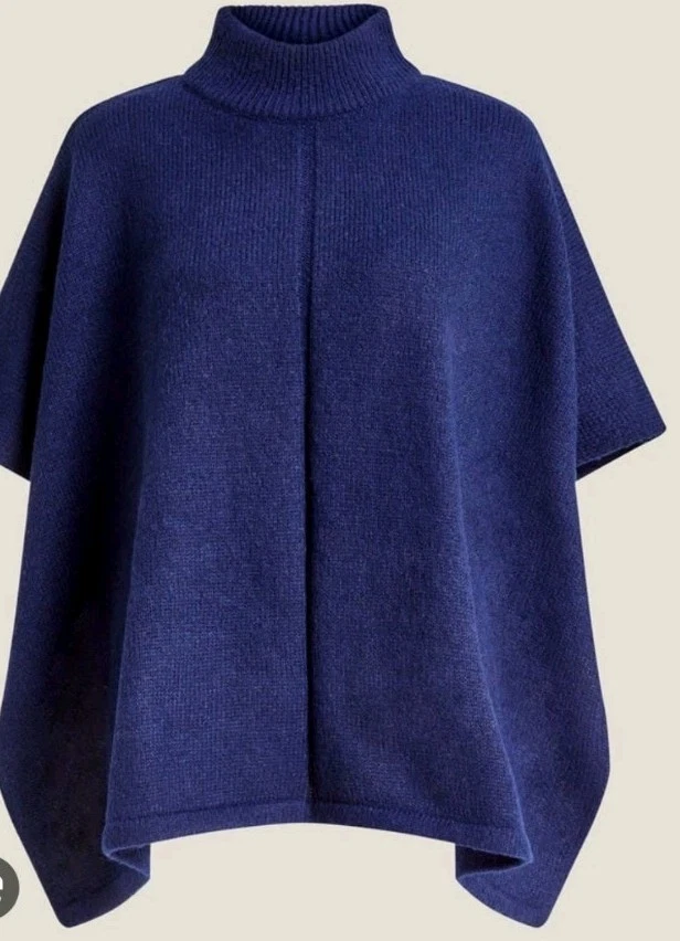 Monsoon Accessorize Turtle Neck Poncho Navy Blue Bnwt