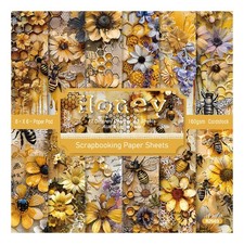 Bee Sunflower Scrapbook Paper Pad 6x6 Spring Yellow Cardstock 24 Sheets Singl...