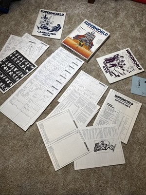 SUPERWORLD RPG Chaosium Steve Perrin RolePlaying rules box set 1983 Incomplete