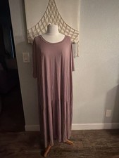LOGO Lori Goldstein Rayon Spandex Tiered Maxi T-Shirt Dress