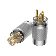 Pair Carbon Fiber Shell Gold Plated US Power Connector HiFi Power Cable Plug