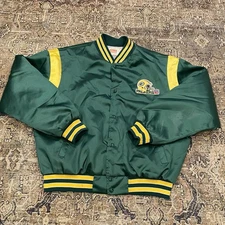 VTG Green Bay Packers Swingster Jacket Mens XL USA Owens Corning Satin Bomber