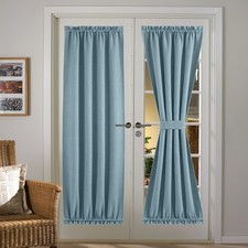 NICETOWN Door Window Curtain for Privacy, Rod Pockets Faux Linen French Door Cur