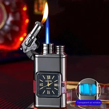 Windproof Lighter Vintage Watch Bezel Jet Flame Torch Refillable Butane Lighters
