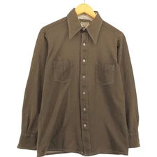 Richman BROTHERS Long sleeve poly shirt polyester brown type mens L
