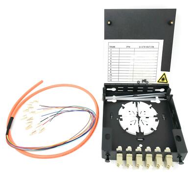 6 Port Fiber Enclosure w/ Spool Multimode OM1 Simplex LC-UPC Kit w a 1M 12 Stran