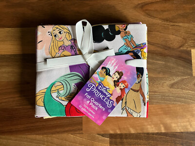 Disney Princess 100% Baumwolle Stoff Fat Quarter 4 Stück Konvolut