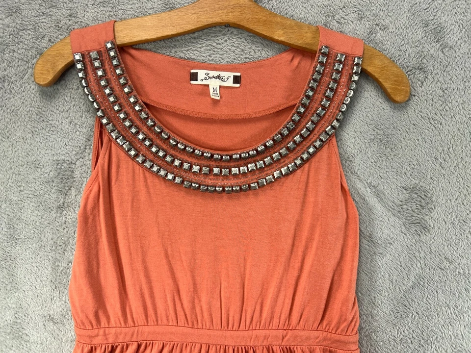 Vestido Sweetees Mujer Mini Vestido Talla Mediana Rosa Cuello Tachonado Sin Mangas Foto 2 de 4