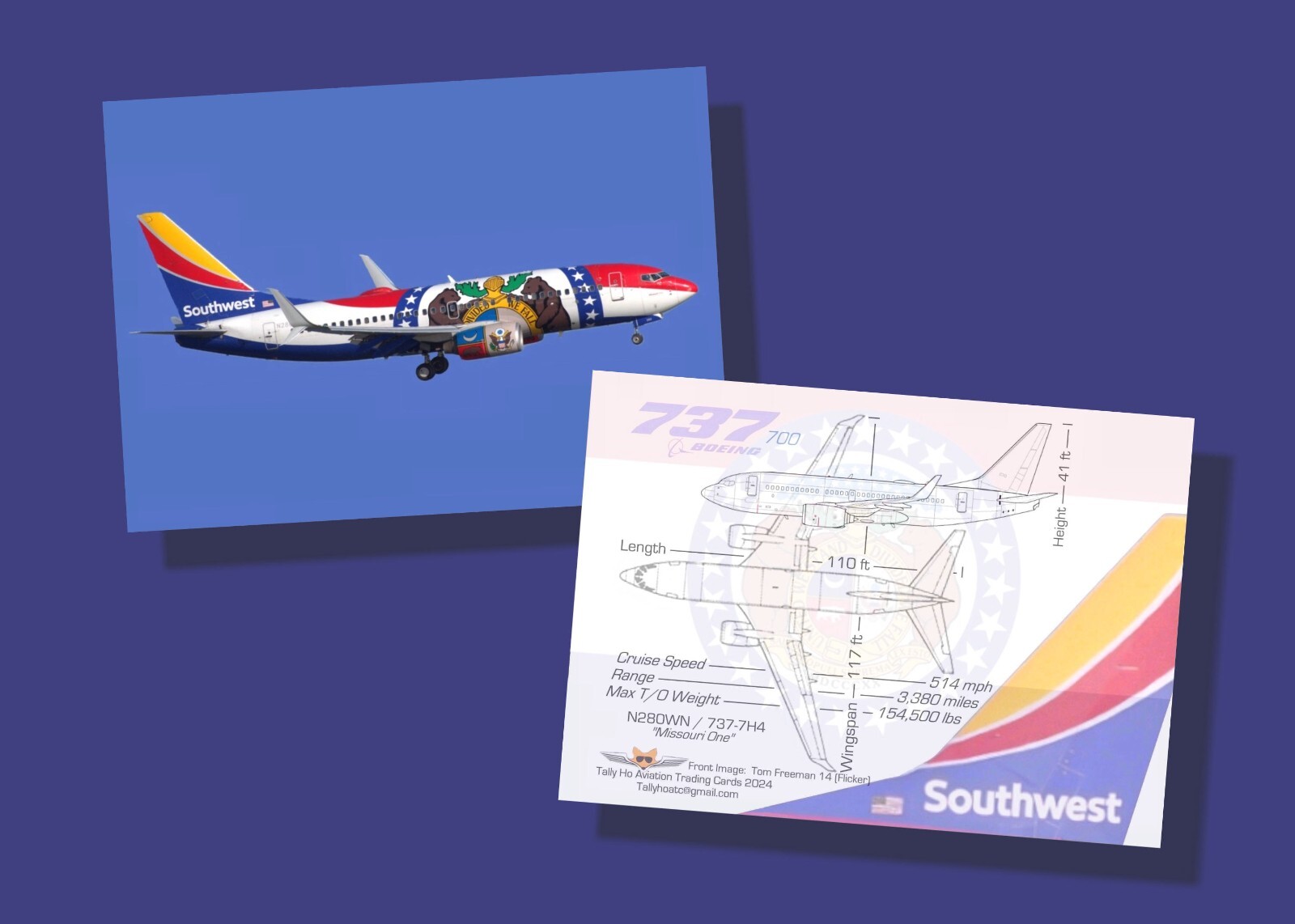Southwest Airlines 737 Set #1 - 65 Airplane Trading Cards - 2.5"x 3.5"