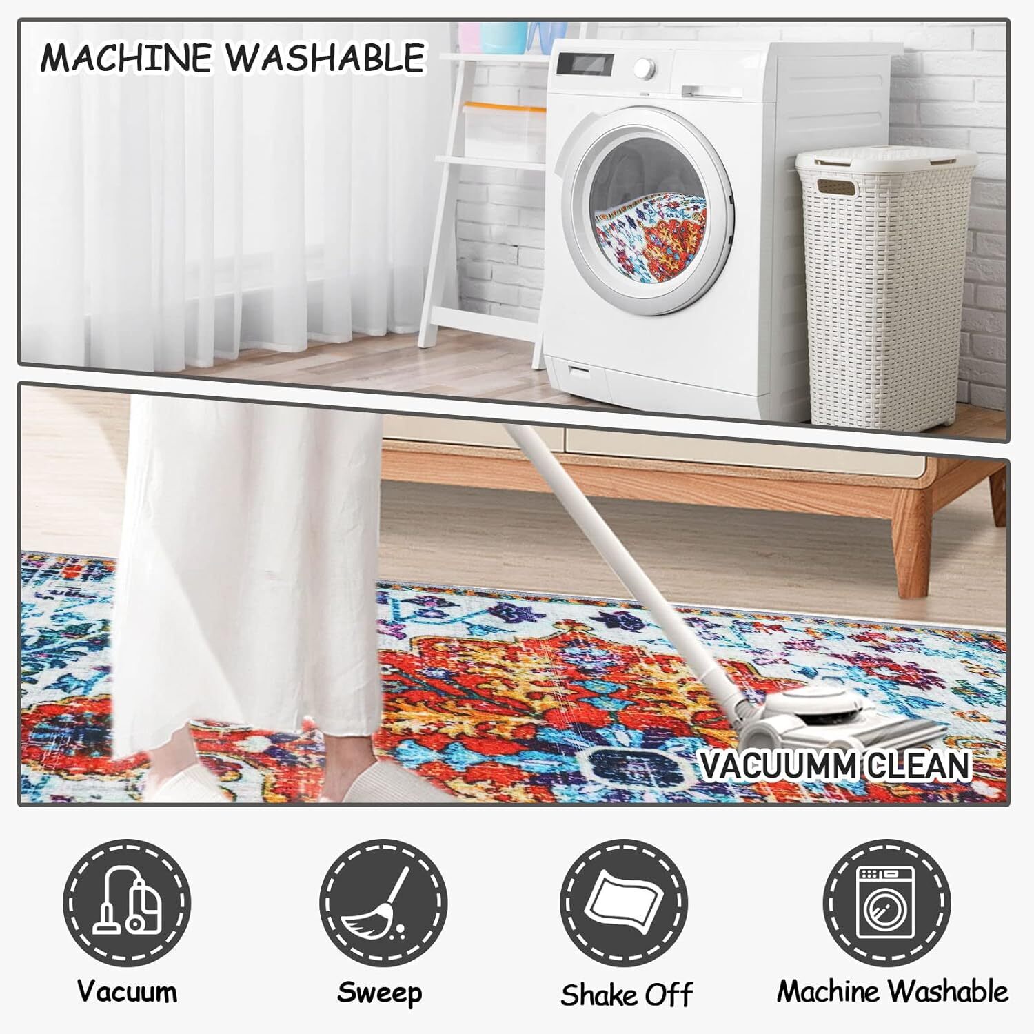 Bohemian Area Rug Boho Bathroom Rugs Vintage Distressed Door Mat