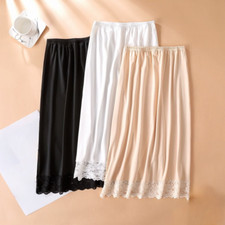 Women Underskirt Safety Skirt Lace Trim Half Dress Solid Petticoat 50 or 70cm