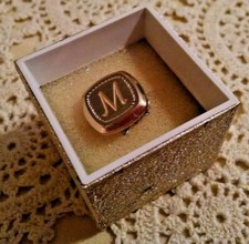 Tie Tack Chain Screw On Back Gold Silver Tone In Box M Monogram Initial Vintage