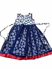 Kajol Dress Girls Size 26 5t Blue White Red Dots