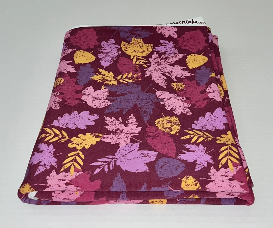 NEW Katschinka Pink Multi Leaf Organic Cotton Jersey Knit Remnant Fabric 55x70” - Image 2 of 4