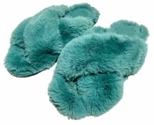 Stars Above Women's Crossband Faux Fur Slippers Slip Ons Turquoise Size 7/8