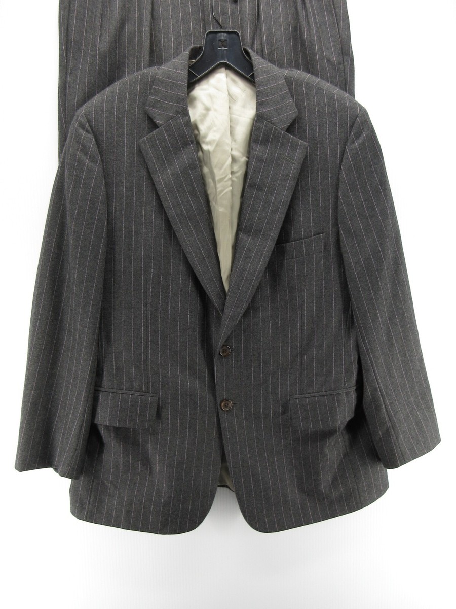 Paul Stuart Suit Men 41 Short Gray Wool Cashmere 34X27 Pinstripe