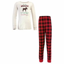Hudson Baby Family Holiday Pajamas, Moose Wonderful Time Kids
