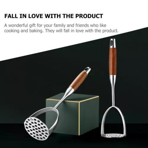 Kartoffelstampfer Edelstahl Kartoffel Stampfer Küche Potato Masher Mit Holzgriff - Bild 10 von 12