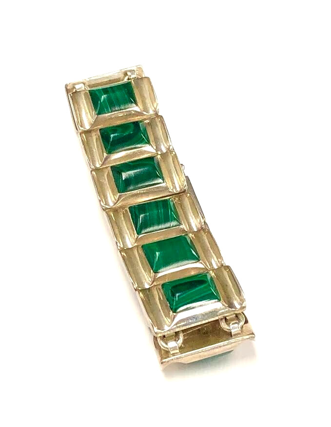 TAXCO Sterling Silver Rectangular Malachite Chain… - image 6