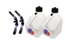 VP Fuel 2 Pack White Square 3 Gallon Race Fuel Jug + Hoses & Hose Bender