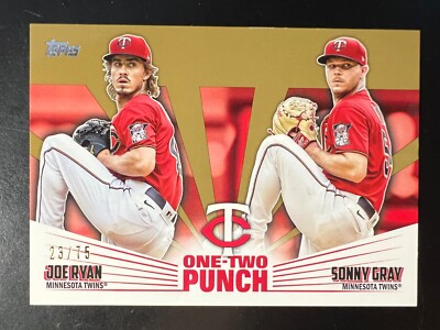 2023 Topps One Two Punch Gold #12P12 Joe Ryan Sonny Gray #'d 23/75