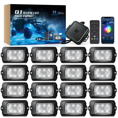 Q1 8/12/16 Pods RGBW LED Rock Lights Kits Underglow Underbody System Neon Lamps