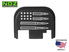 NDZ Glock Gen 1-4 17 19 Aluminum Slide Cover Back Plate - Stars Bullets US Flag