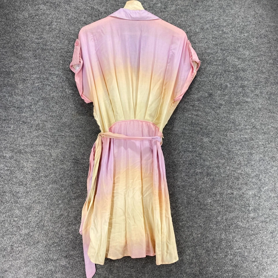 GB надежном платье женщин M средний розовый омбр короткий подпоясанный воротник короткий рукав с подкладкой - Изображение 2 из 4