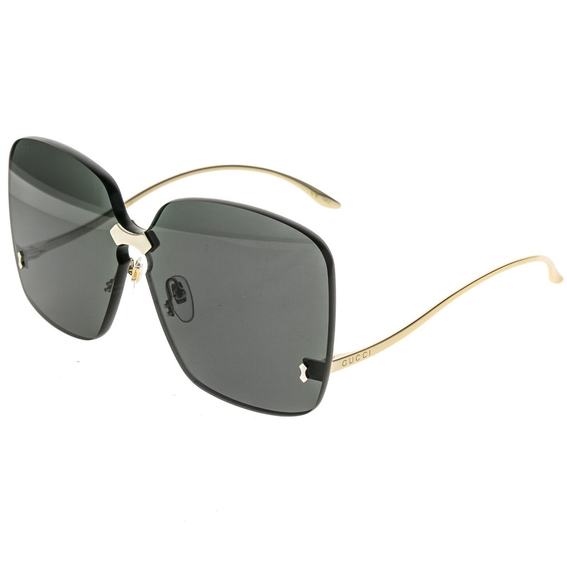 GUCCI 0352 Metal Gold Black Retro Rimless Chunky Sunglass GG0352S