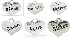 Pendants Dangle Heart Family Charms Silver clear crystal jewelry findings DIY